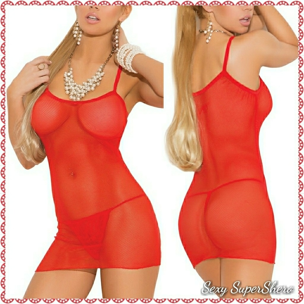 🆕 Black Fishnet mini slip dress -lingerie/ sleep - Picture 4 of 8